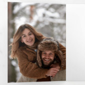 Rode Waterverf winterbessen op sneeuwfoto Drieluik Kaart (Binnenzijde eerst)