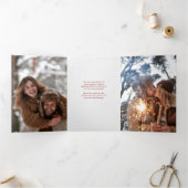 Rode Waterverf winterbessen op sneeuwfoto Drieluik Kaart (Binnen)