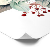  Rode Waterverf Xmas Poinsettia Flowers Poster (Hoek)