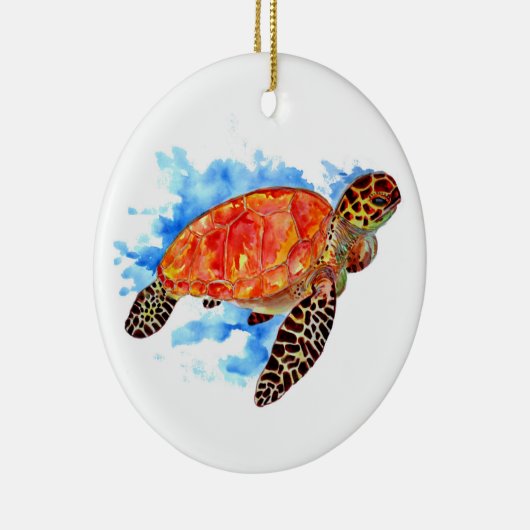 Rode Waterverf Zee Keramisch Ornament (Rechts)