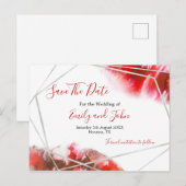 Rode Waterverf/zilveren geometrie/Bewaar de datum Briefkaart (Voorkant / Achterkant)