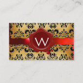 RODE WAX SEAL DAMASK PARCHMENT MONOGRAM VISITEKAARTJE (Achterkant)