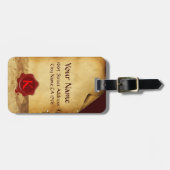 RODE WAX SEAL OUD PARCHMENT Monogram Bagagelabel (Voorkant horizontaal)