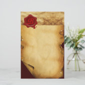 RODE WAX SEAL PARCHMENT Monogram Briefpapier (Staand voorkant)