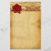 RODE WAX SEAL PARCHMENT Monogram Briefpapier (Voorkant)