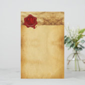 RODE WAX SEAL PARCHMENT Monogram Briefpapier (Staand voorkant)
