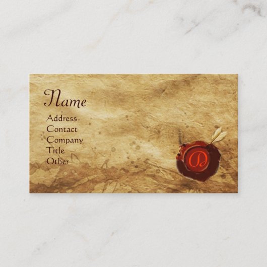 RODE WAX SEAL PARCHMENT Monogram Visitekaartje (Voorkant)
