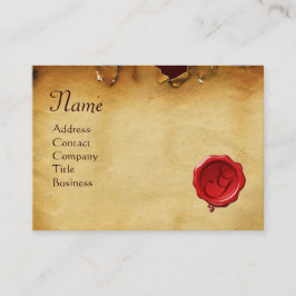 RODE WAXVERBINDING ANTIEK PERKAMENT Monogram Visitekaartje