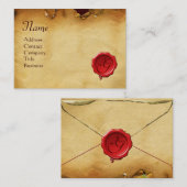 RODE WAXVERBINDING ANTIEK PERKAMENT Monogram Visitekaartje (Voorkant / Achterkant)