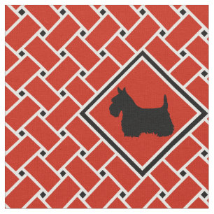 Rode weefsel, diamant, Schotse Terrier, ontwerp Stof