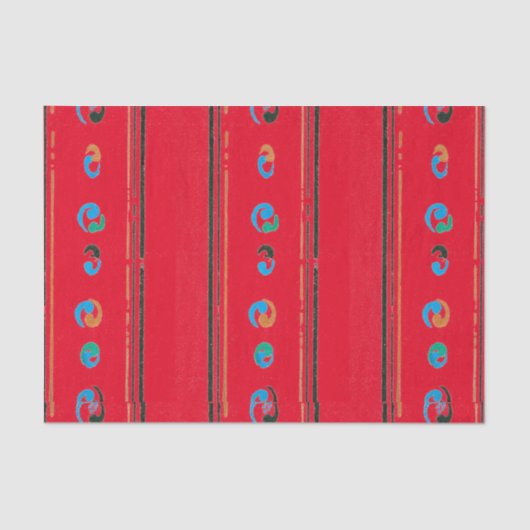 RODE WEEFSELPAPIER JAPANESE WOODBLOCK PRINT TISSUEPAPIER (Voorkant)