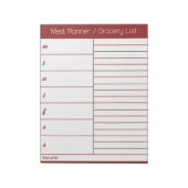 Rode weekse maaltijdplanner - Winkellijst Notitieblok (Linkerzijde)