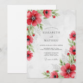 Rode Weelderige Botanische Bruiloft Kaart (Voorkant / Achterkant)