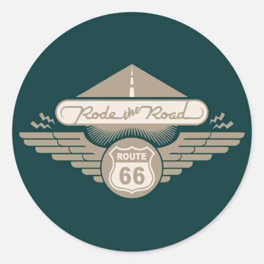 Rode weg - goud ronde sticker (Voorkant)