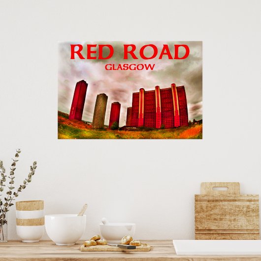 rode weg in glasgoten poster (Keuken)