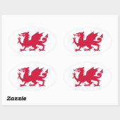 Rode Welshe Draak Ovale Sticker (Vel)