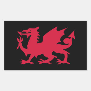 Rode Welshe Draak Rechthoekige Sticker