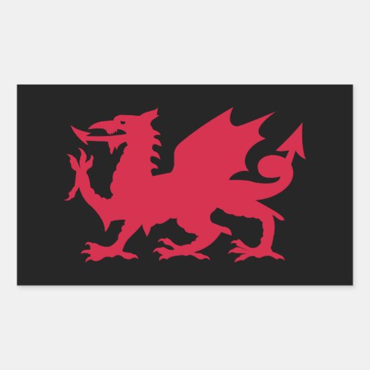 Rode Welshe Draak Rechthoekige Sticker (Voorkant)