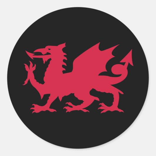 Rode Welshe Draak Ronde Sticker (Voorkant)