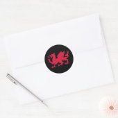 Rode Welshe Draak Ronde Sticker (Envelop)
