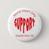 Rode Wereld Hartdag Knop Ronde Button 5,7 Cm (Voorkant)