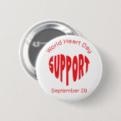 Rode Wereld Hartdag Knop Ronde Button 5,7 Cm (Voorkant /achterkant)