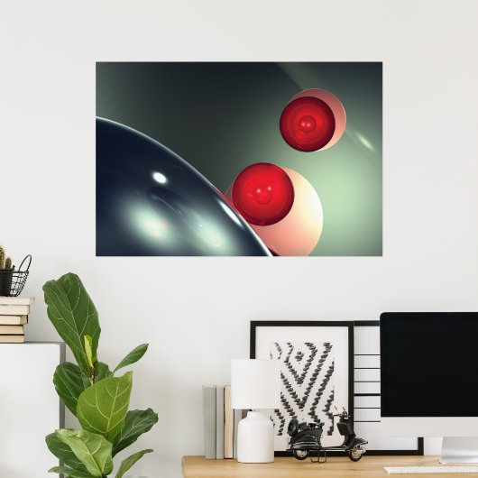 rode wereldbollen poster (Thuiskantoor)