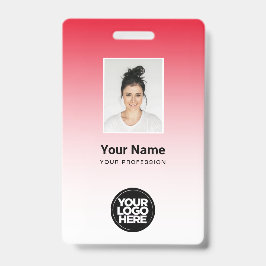 Rode Werknemer Fotobalk Code Logo Naam gradiënt Badge