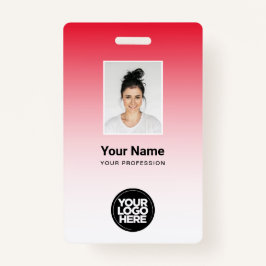 Rode Werknemer Fotobalk Code Logo Naam gradiënt Badge