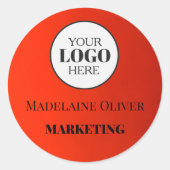 Rode werknemer Logo naam Sticker (Voorkant)