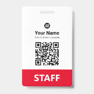 Rode Werknemer Qr Code, Bar Code, Logo, Naam Badge