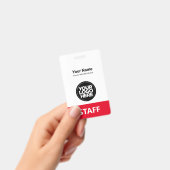 Rode Werknemersnaam Bedrijf Logo QR Code Badge (Handheld)