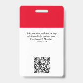 Rode Werknemersnaam Bedrijf Logo QR Code Badge (Achterkant)