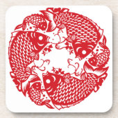 Rode wervelende koikarper visgroep SqC Bier Onderzetter (Voorkant)