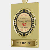 Rode wervelingen en gouddiamanten - 50ste Jubileum Verguld Banner Ornament (Links)