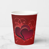 Rode wervelingen & harten Liefde Valentijn Papieren Bekers (Voorkant)