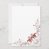 rode wervelingen op witte bruiloft uitnodiging (Achterkant)