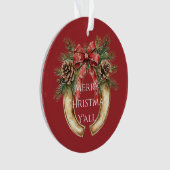 Rode Western Gouden Hoefijzer Kerstdennenappels Ornament (voorkant)