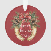 Rode Western Gouden Hoefijzer Kerstdennenappels Ornament (voorkant)