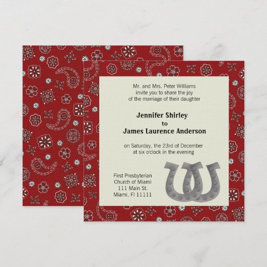 Rode Westerne bruiloft Kaart (Voorkant / Achterkant)