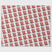 Rode Westerne cowboylaarzen kerst Cadeaupapier (Vlak)