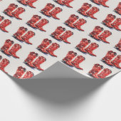 Rode Westerne cowboylaarzen kerst Cadeaupapier (Hoek)