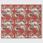 Rode Westerne kerstman te paard Cadeaupapier (Vlak)