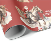 Rode Westerne kerstman te paard Cadeaupapier (Rol Hoek)
