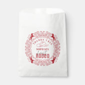 Rode Westerne Rodeo eerste verjaardag gunstzak – R Bedankzakje (Voorkant)