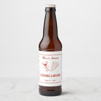 Rode Whimsical Frame Dat is Amore Italiaanse Bruil Bier Etiket