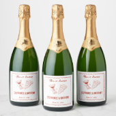 Rode Whimsical Frame That's Amore Italiaanse Trouw Sparkling Wijnetiket (Flessen)