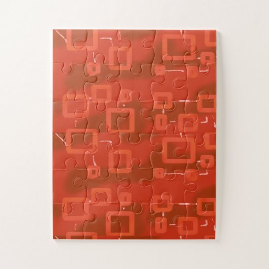 Rode Whimsical Geometrische Abstracte Legpuzzel (Verticaal)