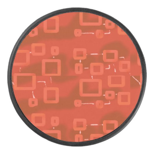 Rode Whimsical Moderne Abstracte Hockey Puck (Voorkant)