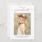 Rode Whimsical Script 2022 Foto Afstuderen Aankondiging (Voorkant)